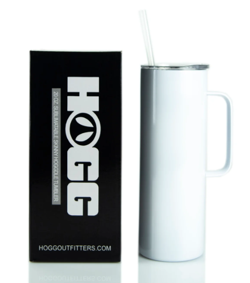 20oz SUBLIMATABLE HOGGDLE SKINNY TUMBLER W/ SLIDING LID & STRAW